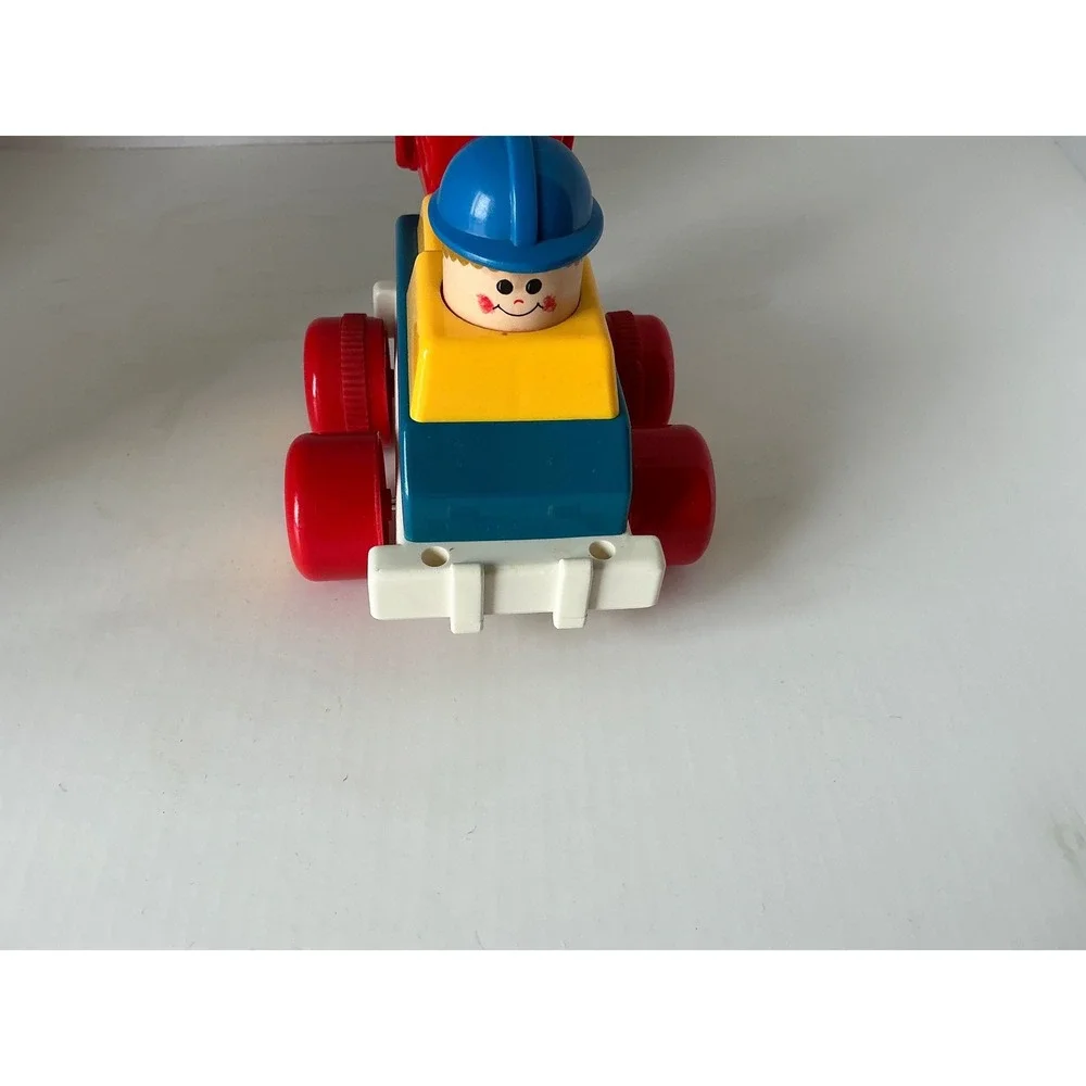 Vintage‎ Dump Truck Toy Construction Worker Driver Primary Colors 5in